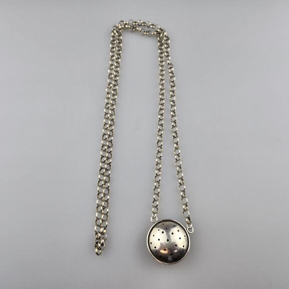 Vintage Sterling Silver Scent Capsule Pendant Necklace 37.5” - Picture 1 of 5